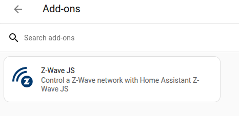 Screenshot of Z-Wave JS app
