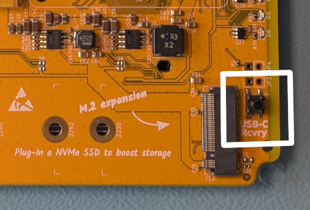 Pressing recovery button and power up